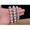Vintage Handmade Om Mani Padme Hum 925 Sterling Silver Buddha Beads Bracelet with Lotus Buddha Head