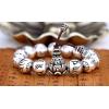 Vintage Handmade Om Mani Padme Hum 925 Sterling Silver Buddha Beads Bracelet with Lotus Buddha Head