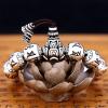 Vintage Handmade Om Mani Padme Hum 925 Sterling Silver Buddha Beads Bracelet with Lotus Buddha Head