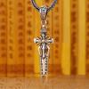 Vintage Handmade Men S925 Silver Om Mani Padme Hum Exorcising Holy Sword Pendant No Chain