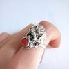 Nepal Handmade 925 Silver Red Coral Dragon Ring