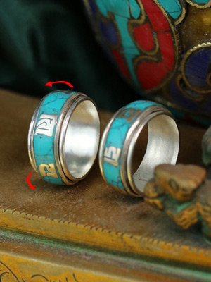 Newest Tibetan Silver Om Mani Padme Hum Retro Rotatable Ring Newest Tibetan Silver Om Mani Padme Hum Retro Rotatable Ring