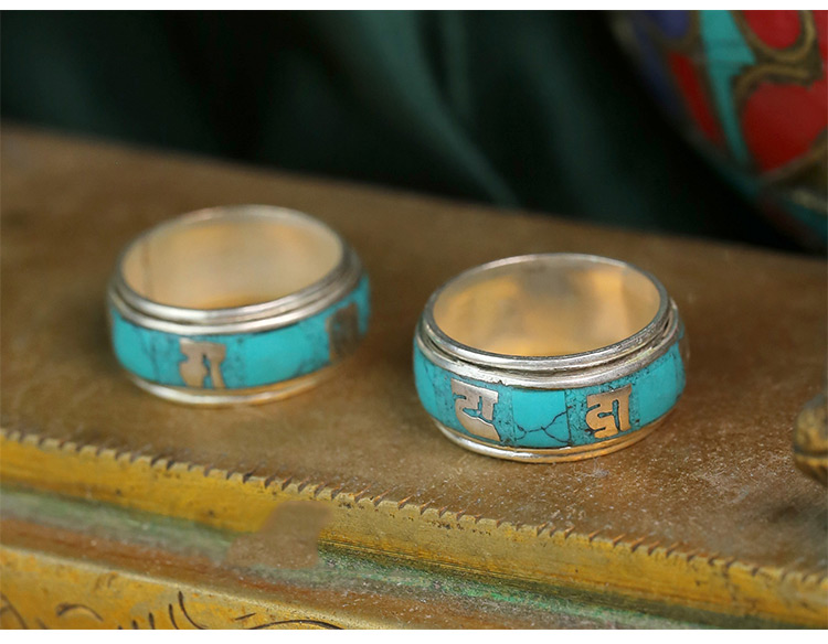 Newest Tibetan Silver Om Mani Padme Hum Retro Rotatable Ring Newest Tibetan Silver Om Mani Padme Hum Retro Rotatable Ring