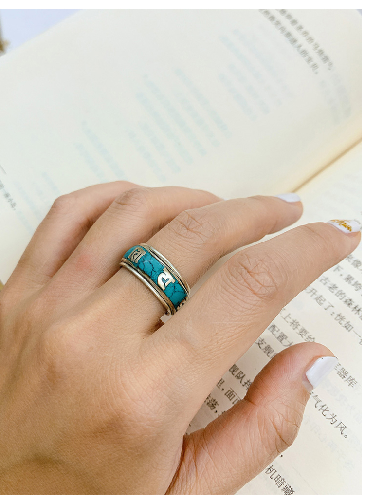 Newest Tibetan Silver Om Mani Padme Hum Retro Rotatable Ring Newest Tibetan Silver Om Mani Padme Hum Retro Rotatable Ring